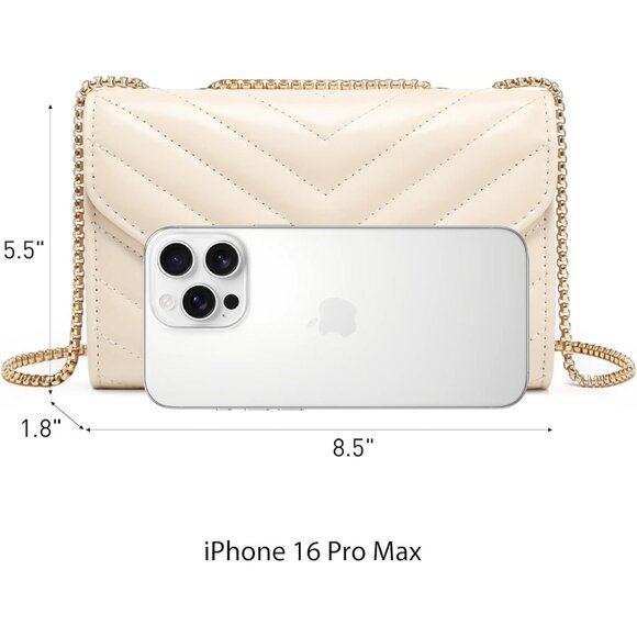 ⚡ Women's Cream Stylish Evening Clutch Chain Shoulder Strap Crossbody Bag - Picture 3 of 5